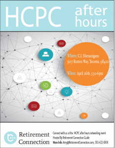 HCPC After Hours and Tacoma Retirement Connection Guide "After Party" @ C.I. Shenanigans | Tacoma | Washington | United States