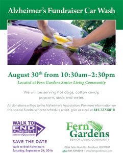 Alzheimer's Fundraiser Car Wash Event @ Fern Gardens Senior Living Community | Medford | Oregon | United States