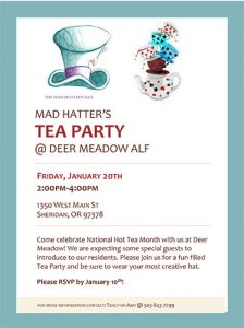 Mad Hatter Tea Party @ Deer Meadow Assisted Living | Sheridan | Oregon | United States
