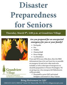 Emergency Preparedness for Seniors @ Grandview Village Retirement Community | Marysville | Washington | United States