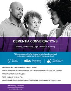 Dementia Conversations @ Country Meadows Village | Woodburn | Oregon | United States