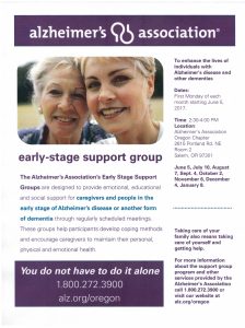 Early Stage Support Group- Alzheimer's Association @ Alzheimer's Association Office- Center 50+ | Salem | Oregon | United States