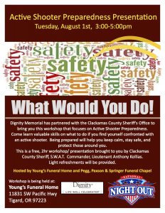 Active Shooter Preparedness Presentation @ Young's Funeral Home | Tigard | Oregon | United States