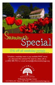Willamette Heritage Center Summer Special @ Willamette Heritage Center | Sweet Springs | Missouri | United States