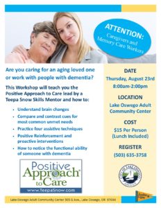 Positive Approach to Care Workshop for Caregivers @ Lake Oswego Adult Community Center | Lake Oswego | Oregon | United States