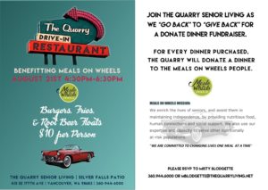 The Quarry Drive-In Restaurant Event for Meals on Wheels @ The Quarry Senior Living | Vancouver | Washington | United States