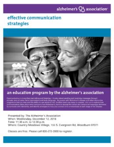 Effective Communication Strategies @ Country Meadows Village | Woodburn | Oregon | United States