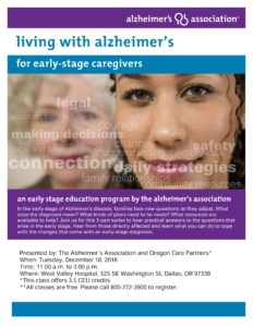 Living with Alzheimer's: For Early-Stage Caregivers @ West Valley Hospital - Dallas | Dallas | Oregon | United States