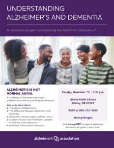 Understanding Alzhiemer's and Dementia @ Albany Public Library | Albany | Oregon | United States