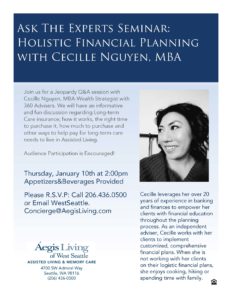 Ask The Experts Seminar: Holistic Financial Planning @ Aegis Living of West Seattle