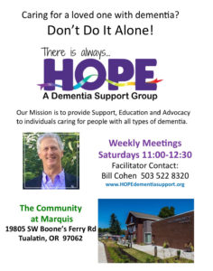 HOPE Dementia Support Group @ The Community at Marquis