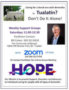 HOPE Dementia Support Group @ The Community at Marquis (with ZOOM option)