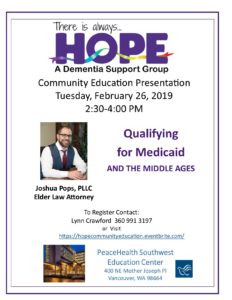 HOPE Educational Presentation: Qualifying for Medicaid @ PeaceHealth Southwest Education Center
