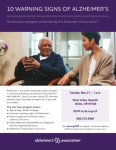 10 Warning Signs of Alzheimer's @ West Valley Hospital