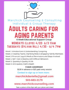 Support Group: Adults Caring For Aging Parents Mondays @ Encoreprenuer Cafe