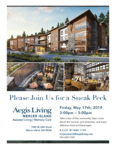 Sneak Peek- Aegis of Mercer Island Networking Event for Industry & Business Partners @ Aegis of Mercer Island