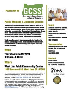 Governor's Commission on Senior Services @ West Linn Adult Community Center