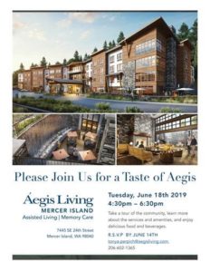 A Taste of Aegis of Mercer Island Networking for Industry and Business Partners @ Aegis of Mercer Island (opening July 2019)