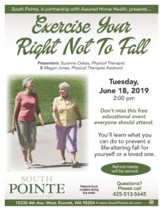 Exercise Your Right Not To Fall @ South Pointe AL