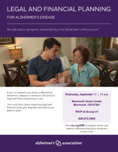 Legal and Financial Planning for Alzheimer's Disease @ Monmouth Senior Center