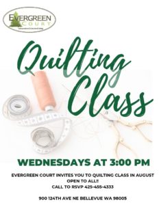 Quilting Classes at Evergreen Court @ Evergreen Court
