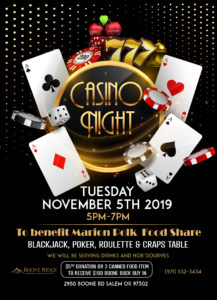 Casino Night at Boone Ridge to Benefit Marion Polk Food Share @ Boone Ridge Senior Living