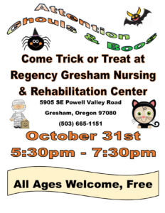 Community Trick or Treating, All Ages, Free @ Regency Gresham Nursing and Rehabilitation Center