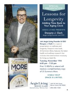 Lessons for Longevity--Adding Time Back to Your Aging Clock @ Aegis of Mercer Island