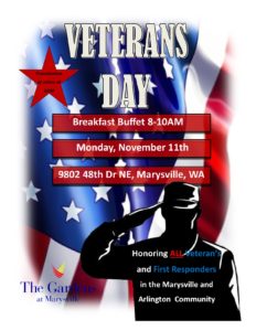 Veterans Breakfast @ The Gardens at Marysville