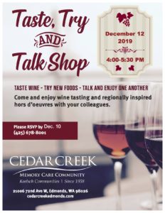 Taste, Try and Talk Shop @ Cedar Creek Memory Care Community