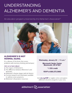 Understanding Alzheimer's and Dementia @ Monmouth Senior Center