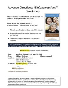 Advance Directives: KEY Conversations Workshop @ McMinnville Senior Center