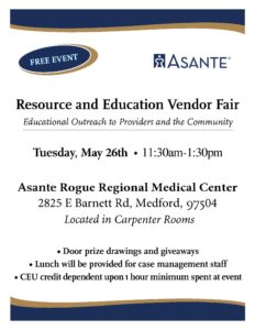 (CANCELLED) Asante Rogue Resource Fair @ Asante Rogue Regional Medical Center
