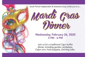 Mardi Gras Dinner @ South Pointe Independent & Assisted Living