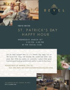 CANCELLED - St. Patrick's Day Happy Hour @ Revel Issaquah, Social Club
