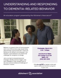 CANCELLED - Understanding and Responding to Dementia-Related Behavior @ Life Church of Salem