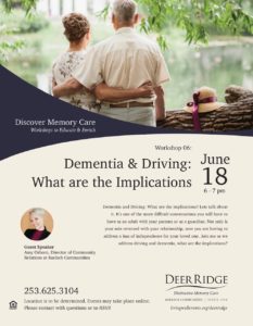 Dementia and Driving: What are the Implications? @ Puyallup Activity Center or Zoom Video