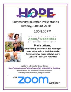 HOPE Community Education Presentation - Area Agency on Aging & Disabilities of Southwest Washington @ online event
