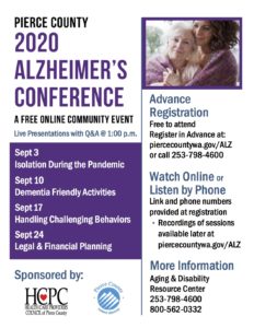 Pierce County 2020 Alzheimer's Conference @ Online