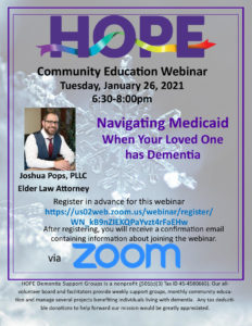 HOPE Community Education - Navigating Medicaid @ Zoom Webinar