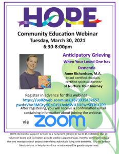 HOPE Community Education - Anticipatory Grieving @ Webinar via Zoom