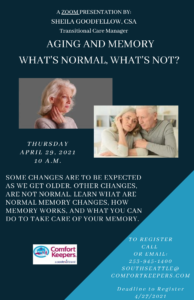 Aging and Memory, What is normal and what is not. @ Online