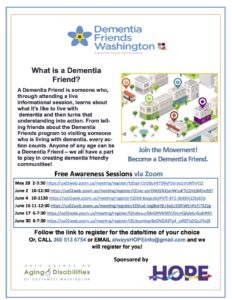 What is a Dementia Friend? (See post for Zoom Links) @ ZOOM