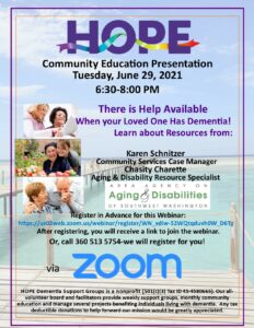 HOPE Community Education - There is Help Available When Your Loved One has Dementia @ Webinar via Zoom