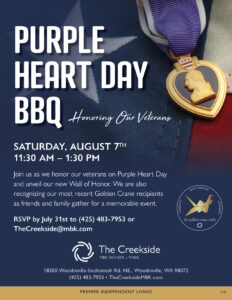 PURPLE HEART DAY BBQ Wall of Honor Dedication @ The Creekside Independent Senior Living Community