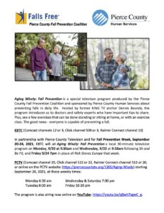 Aging Wisely: Fall Prevention Series @ View Below for Youtube and Channel links