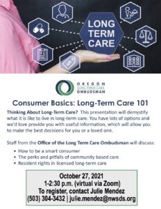 Long Term Care 101 and Oregon Project Independence Presentation @ ZOOM